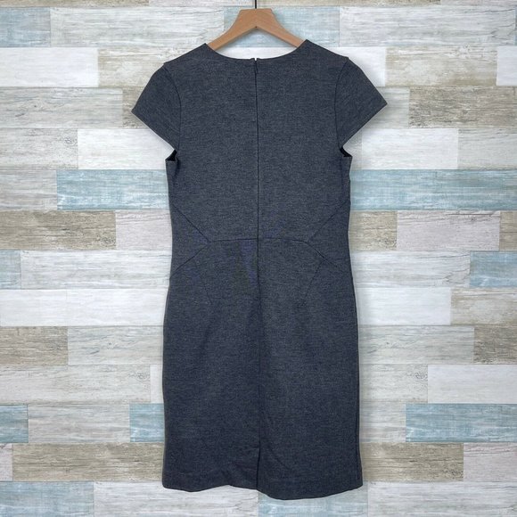 Banana Republic Seamed Ponte Sheath Dress Gray Lined Stretch Career Womens 4 - Picture 3 of 9